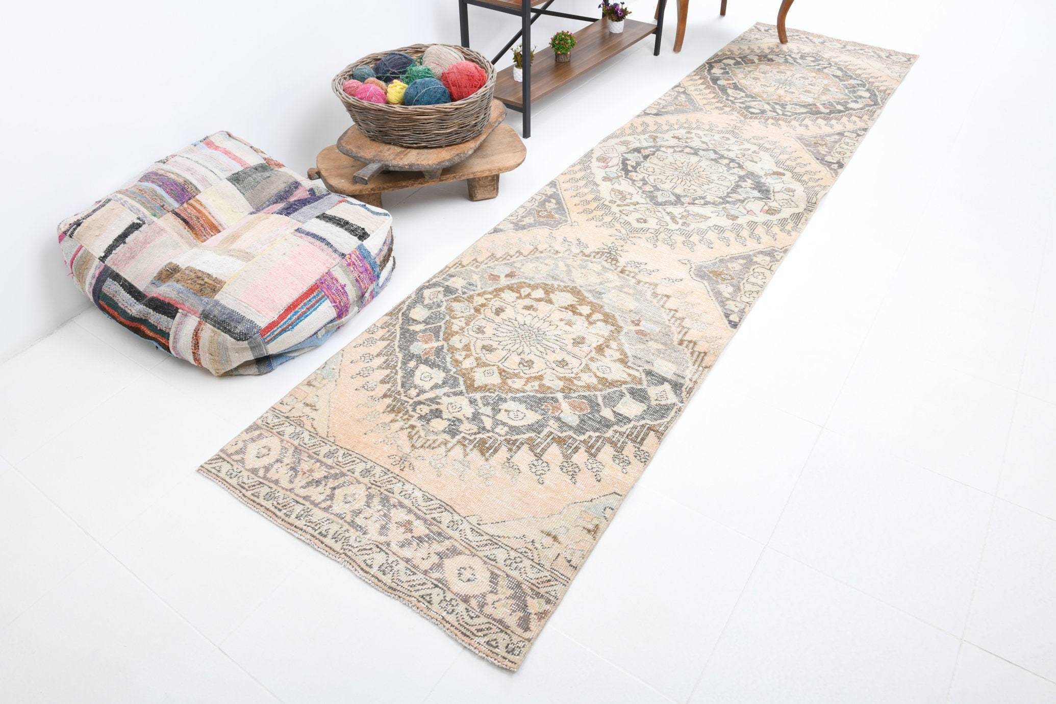 2' x 12' Tan-Ivory Turkish Vintage Runner Rug  |  RugReform