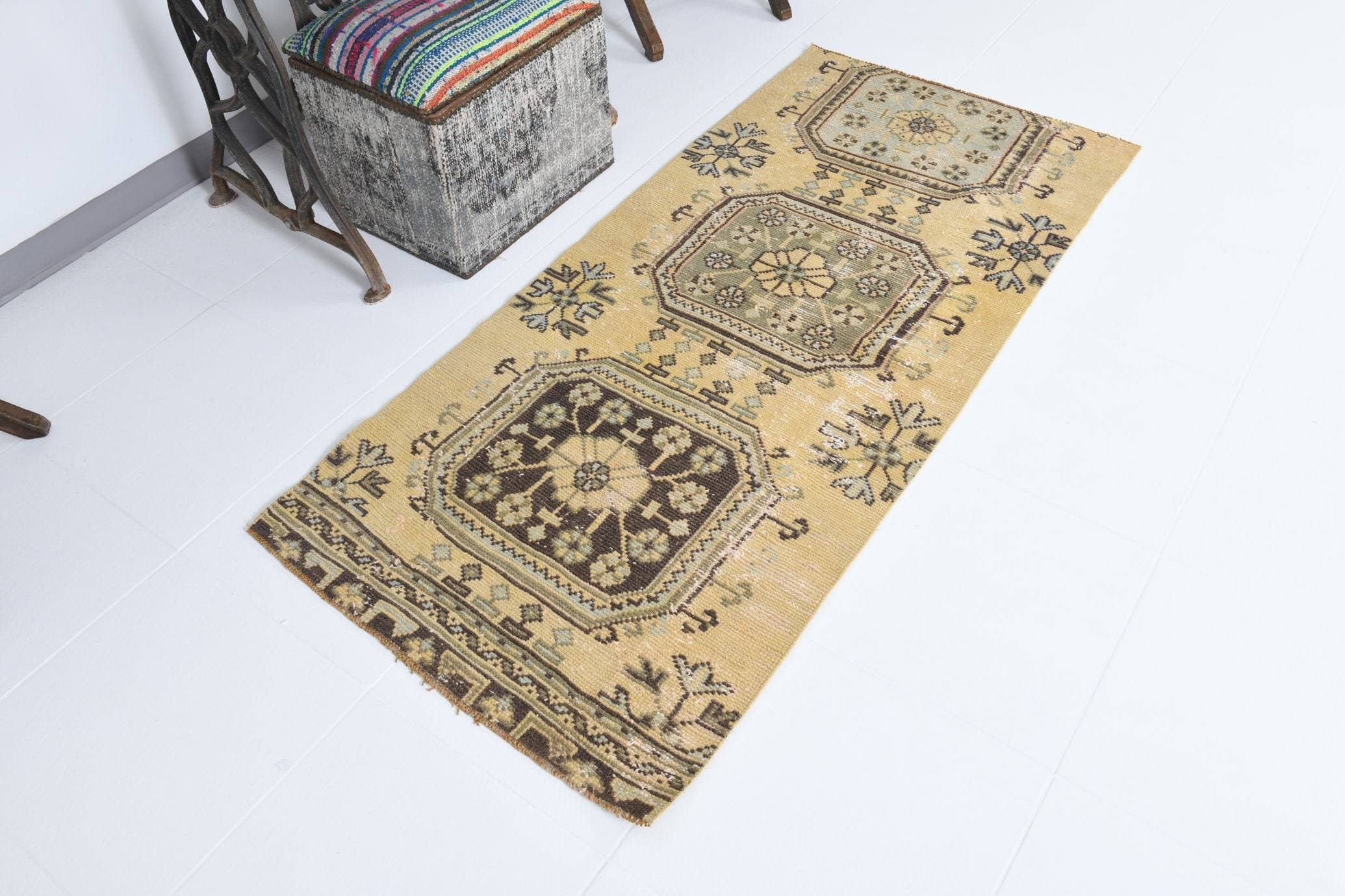 2' x 5' Yellow-Gold Turkish Vintage Runner Rug  |  RugReform