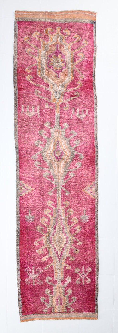 2' x 11' Pink Turkish Vintage Herki Rug  |  RugReform