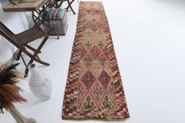 2' x 12' Brown Turkish Vintage Herki Rug  |  RugReform