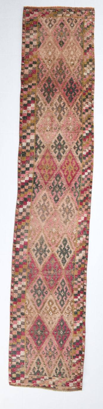 2' x 12' Brown Turkish Vintage Herki Rug  |  RugReform