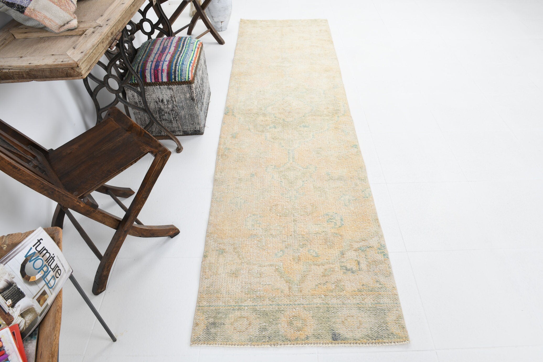 2' x 9' Yellow-Gold Turkish Vintage Runner Rug  |  RugReform