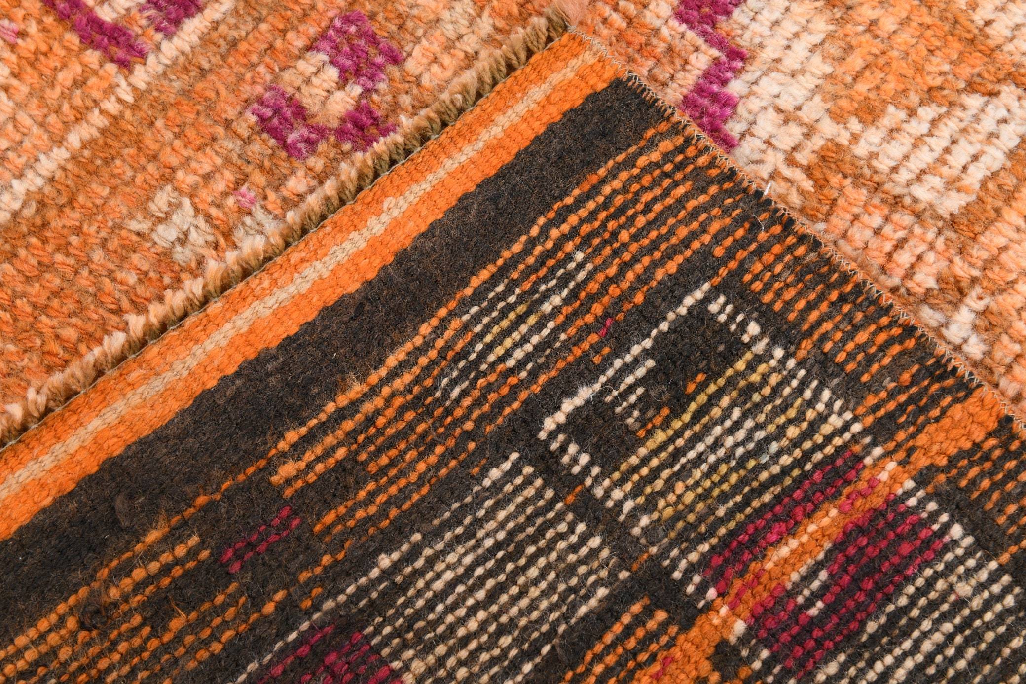 2' x 11' Orange Turkish Vintage Herki Rug  |  RugReform