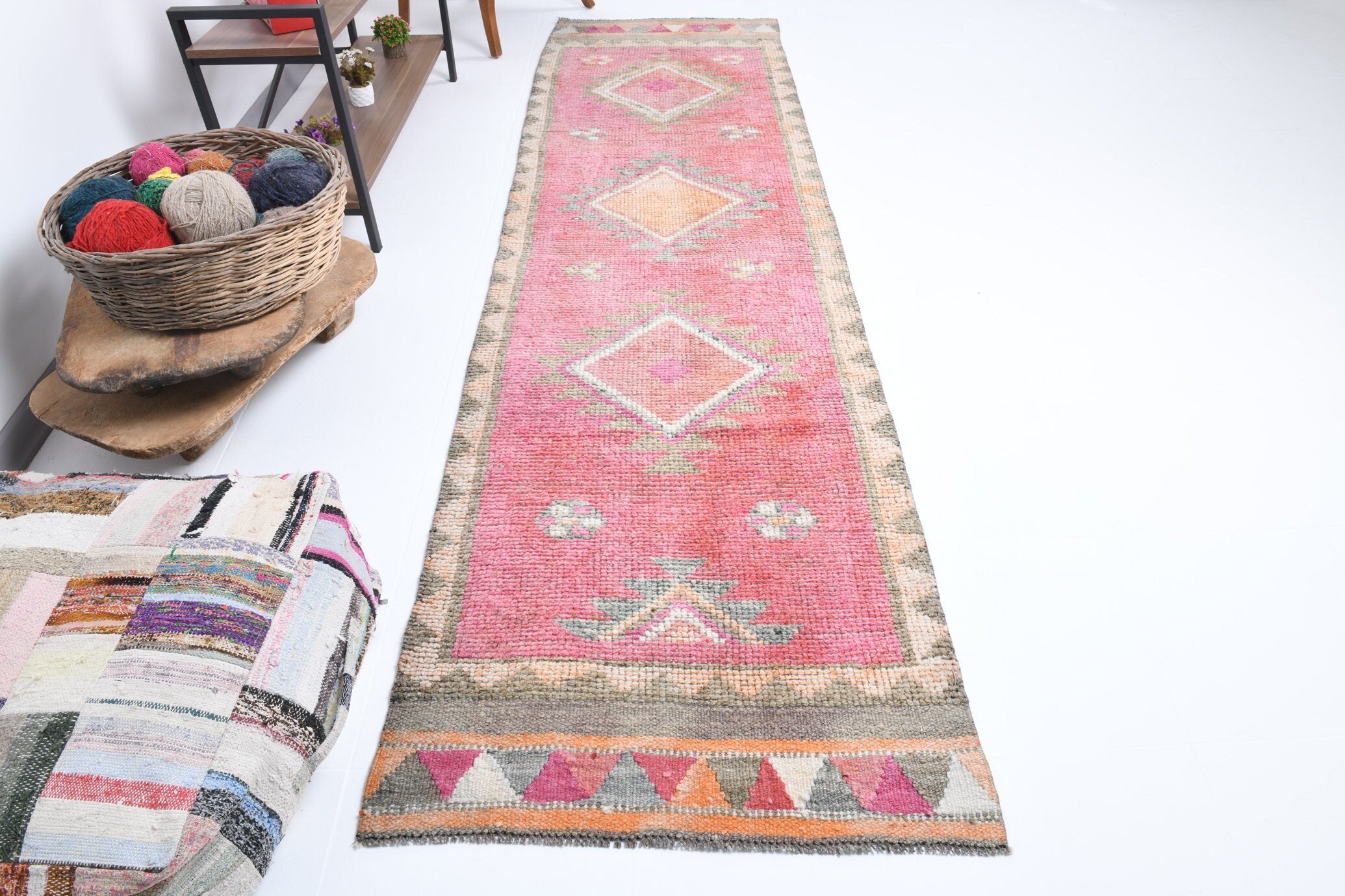 2' x 10' Pink Turkish Vintage Herki Rug  |  RugReform