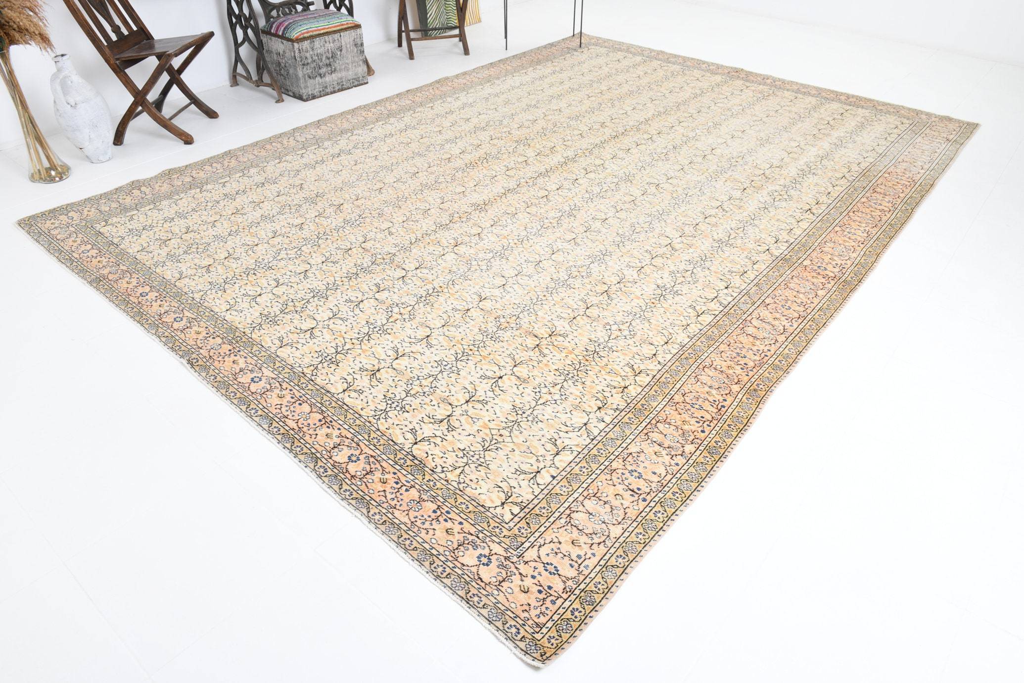 9' x 12' Tan-Ivory Turkish Vintage Rug  |  RugReform