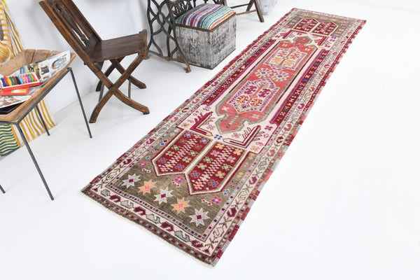 2' x 10' Red Turkish Vintage Herki Rug  |  RugReform