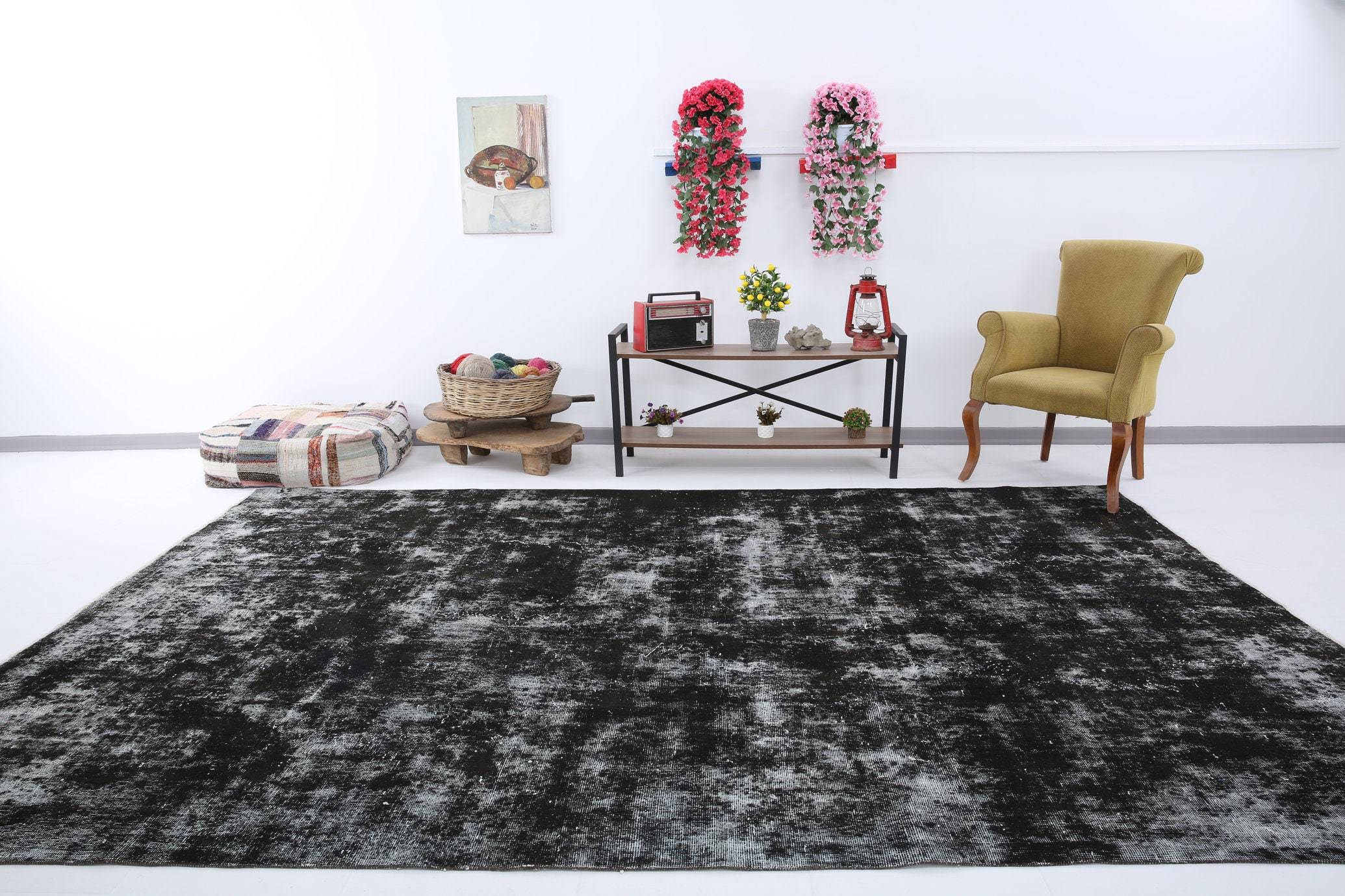 7' x 11' Black-Gray Turkish Vintage Rug  |  RugReform