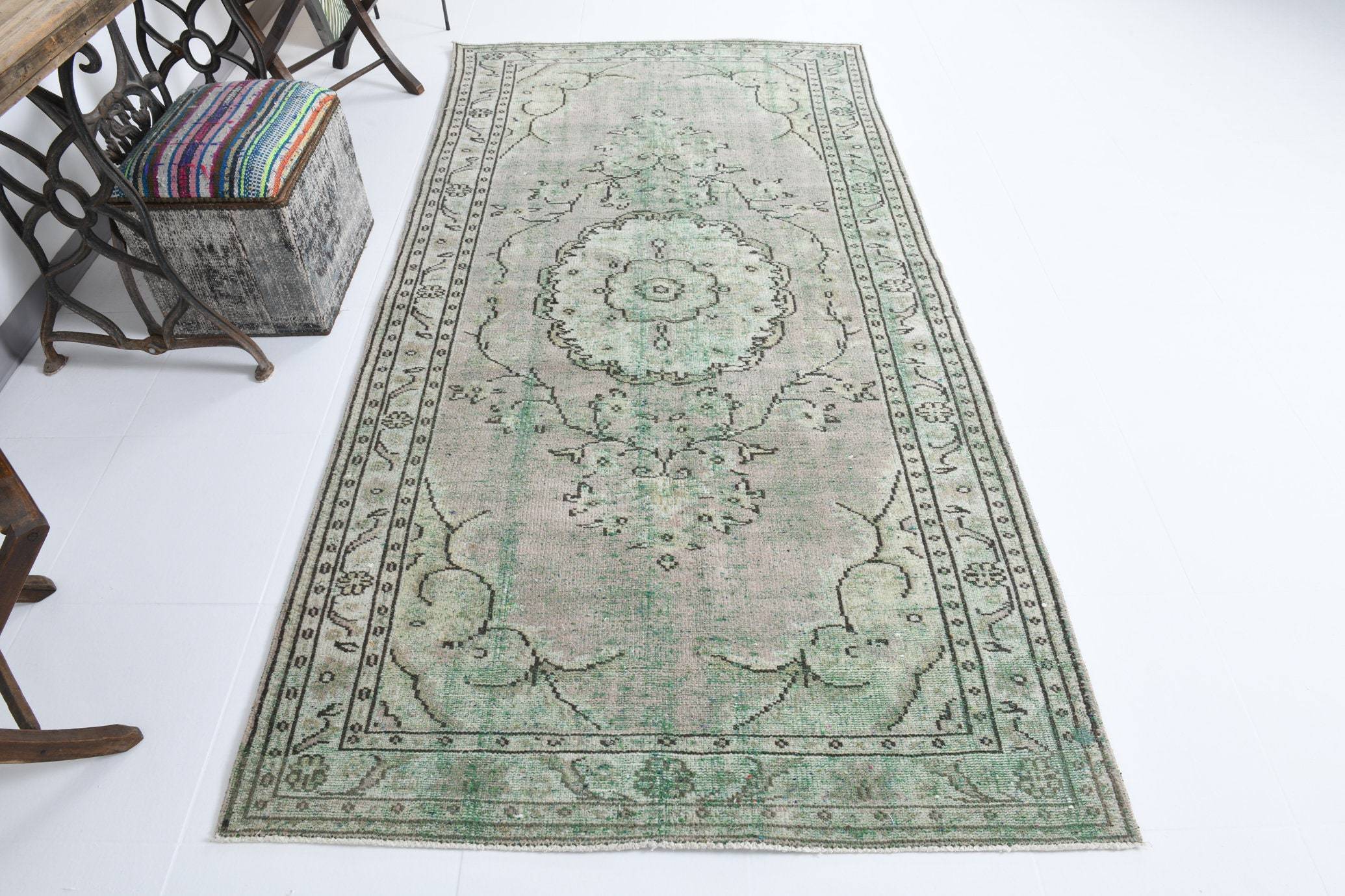 4' x 8' Green Turkish Vintage Rug  |  RugReform