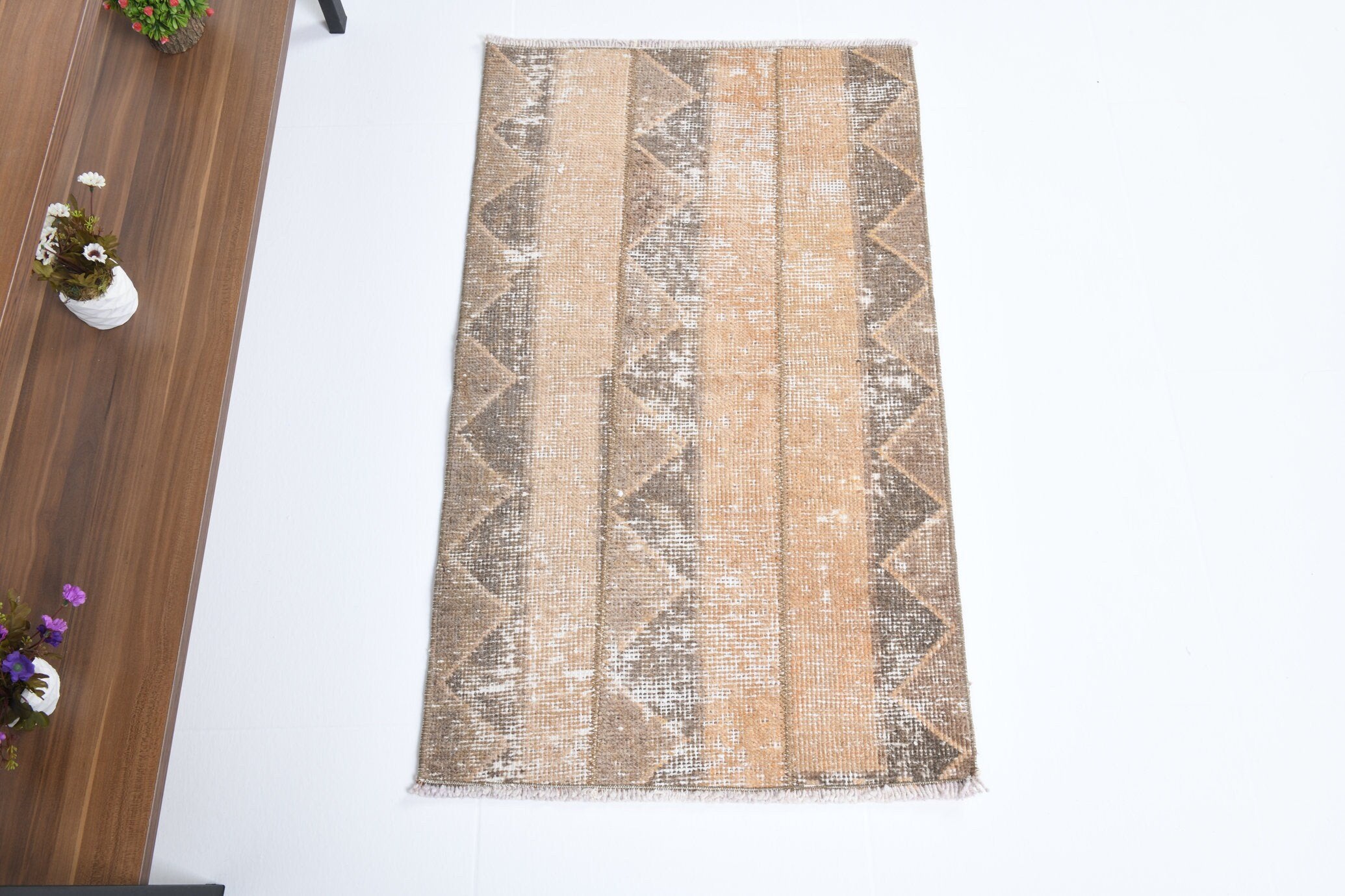 1' x 3' Tan-Ivory Turkish Vintage Runner Rug  |  RugReform