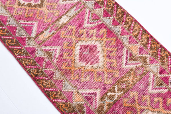 2' x 13' Pink Turkish Vintage Herki Rug  |  RugReform