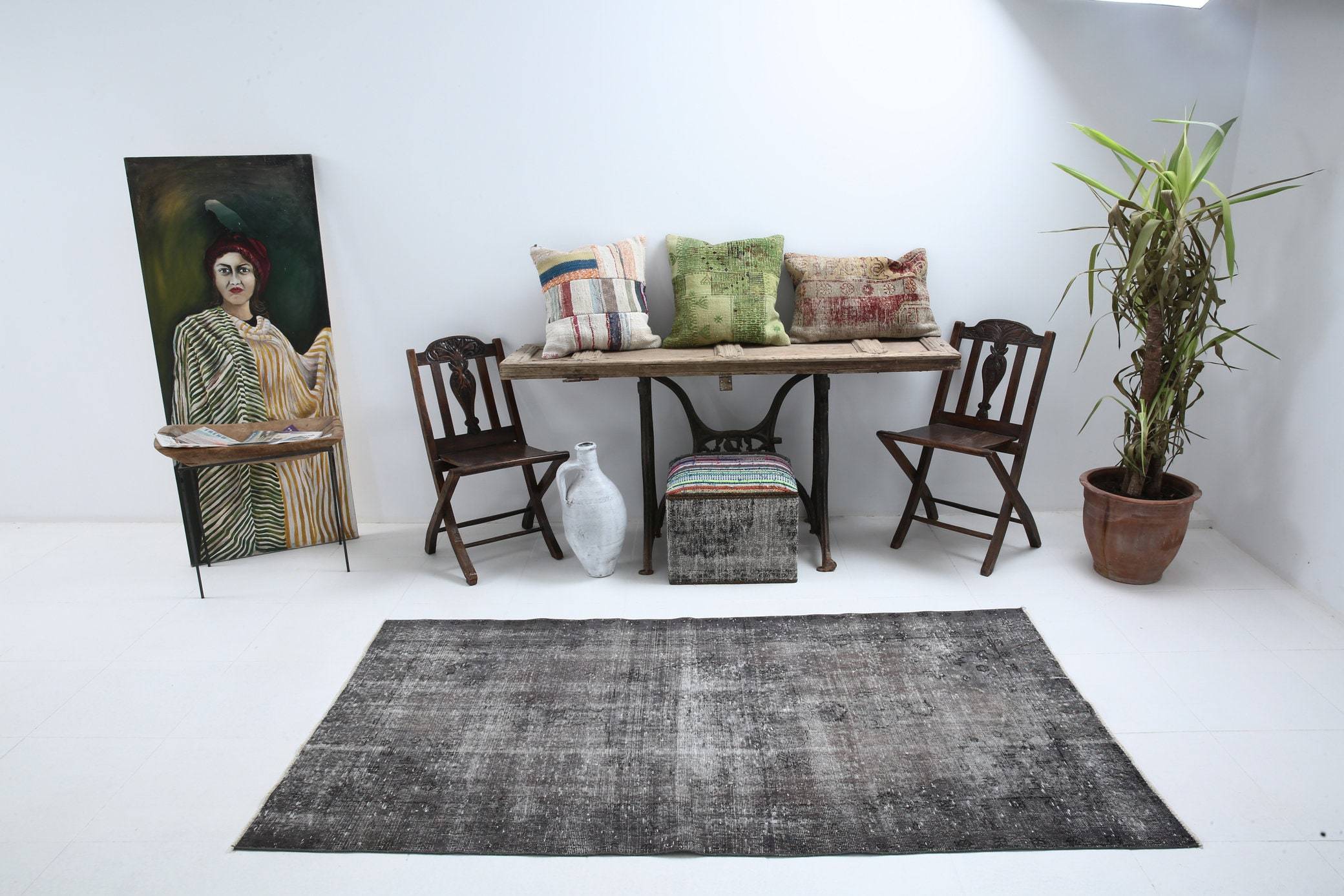 3' x 7' Black-Gray Turkish Vintage Rug  |  RugReform