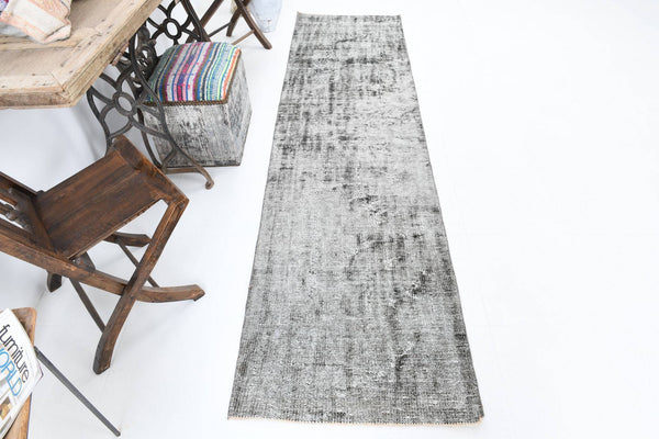 2' x 9' Black-Gray Turkish Vintage Runner Rug  |  RugReform