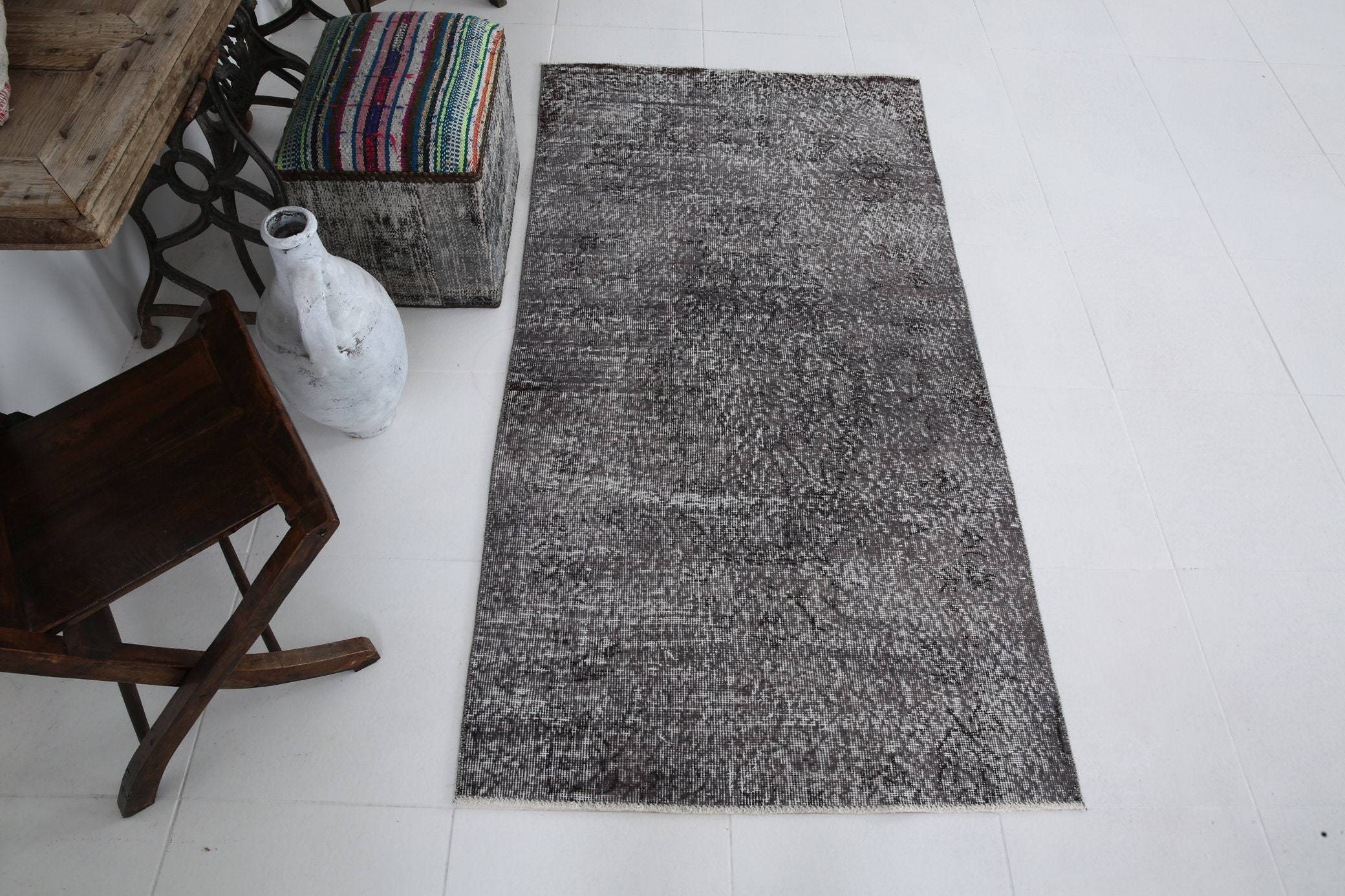 3' x 5' Black-Gray Turkish Vintage Rug  |  RugReform