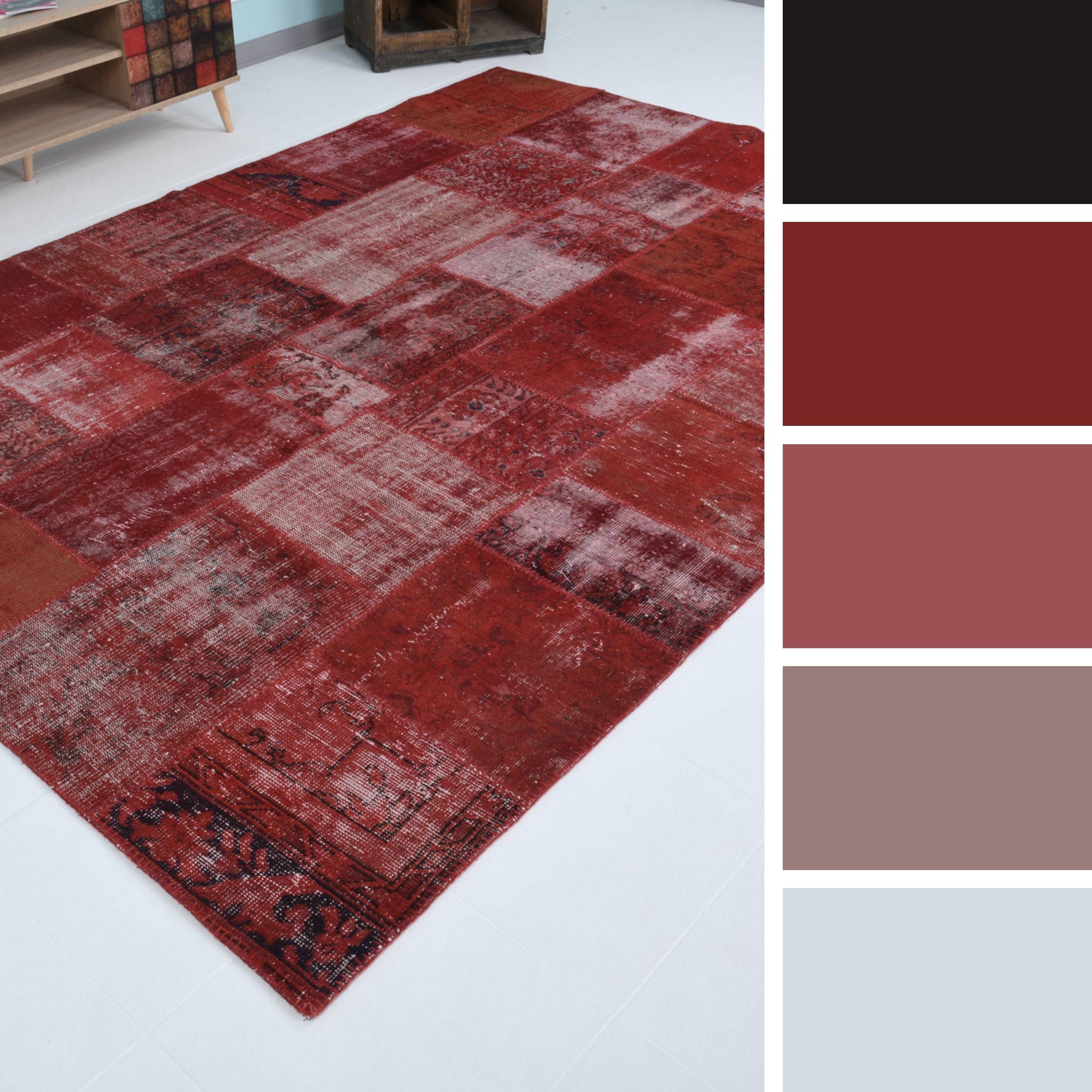 6' x 9' Red Turkish Vintage Patchwork Rug  |  RugReform