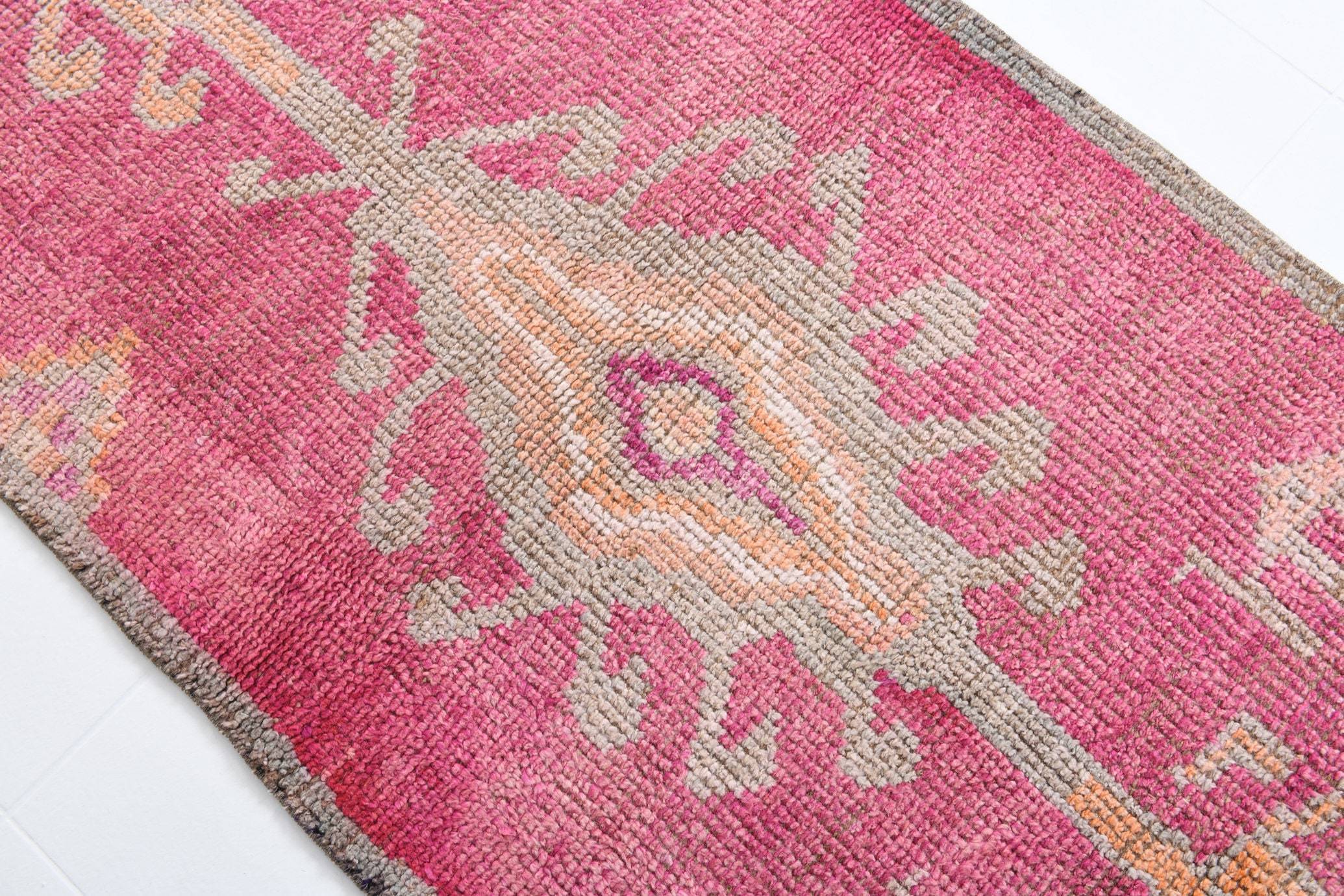 2' x 11' Pink Turkish Vintage Herki Rug  |  RugReform