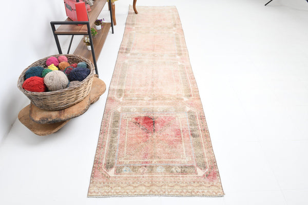 2' x 11' Tan-Ivory Turkish Vintage Runner Rug  |  RugReform