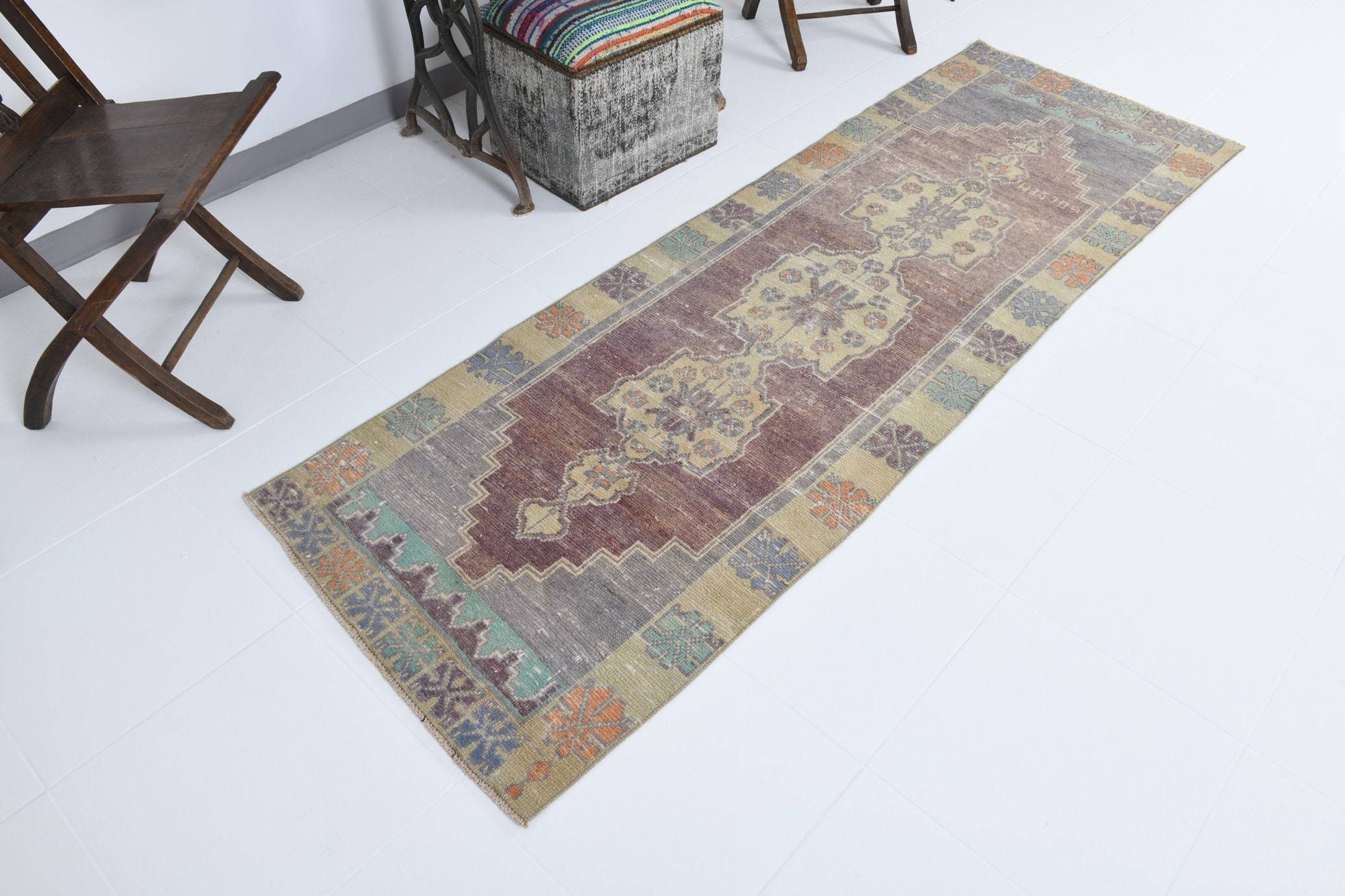 2' x 8' Blue Turkish Vintage Runner Rug  |  RugReform