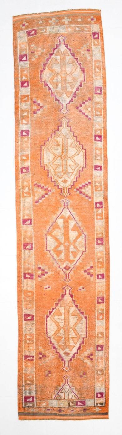 2' x 11' Orange Turkish Vintage Herki Rug  |  RugReform