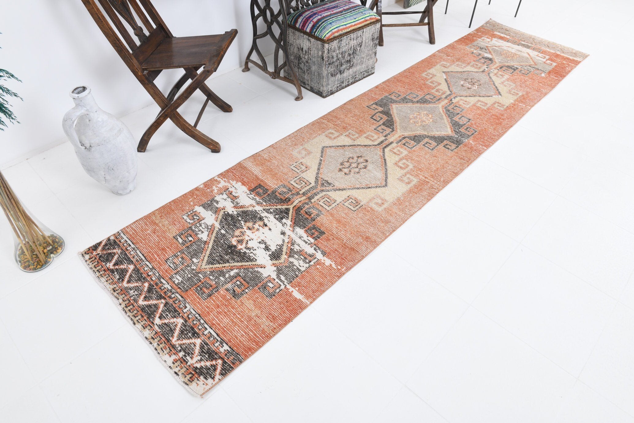 2' x 10' Orange Turkish Vintage Runner Rug  |  RugReform