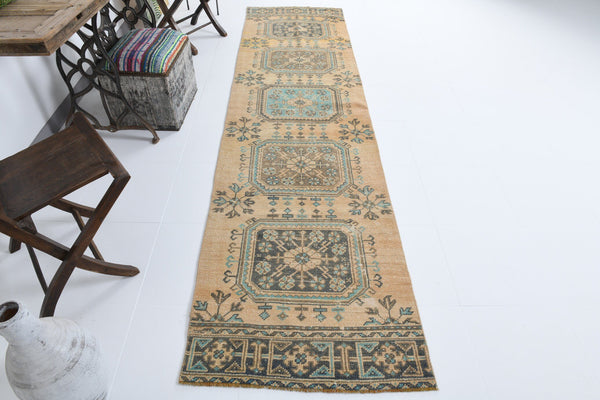 2' x 10' Tan-Ivory Turkish Vintage Runner Rug  |  RugReform