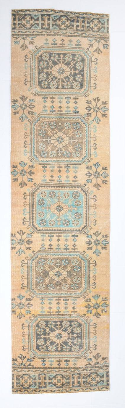 2' x 10' Tan-Ivory Turkish Vintage Runner Rug  |  RugReform