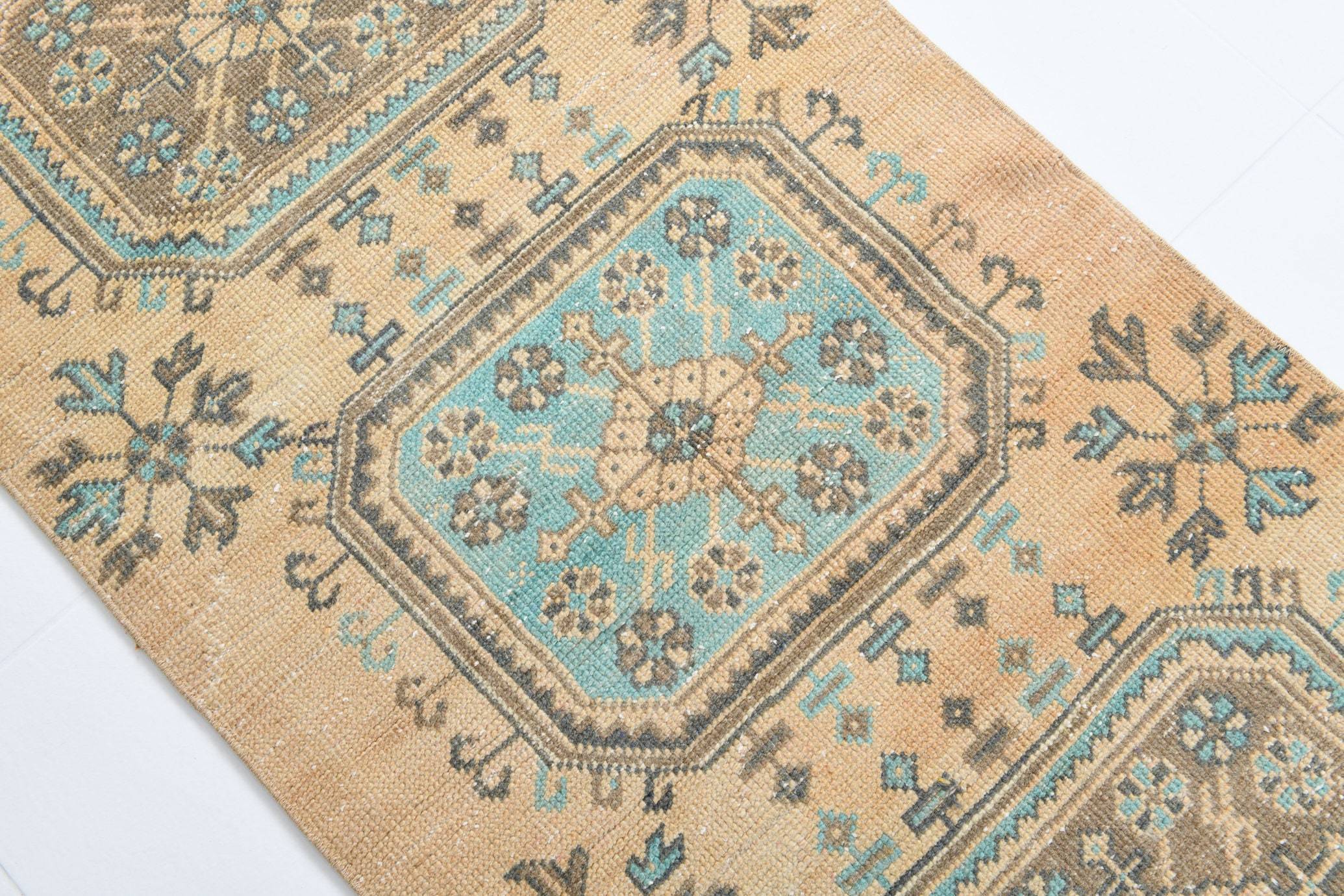 2' x 10' Tan-Ivory Turkish Vintage Runner Rug  |  RugReform