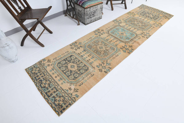 2' x 10' Tan-Ivory Turkish Vintage Runner Rug  |  RugReform