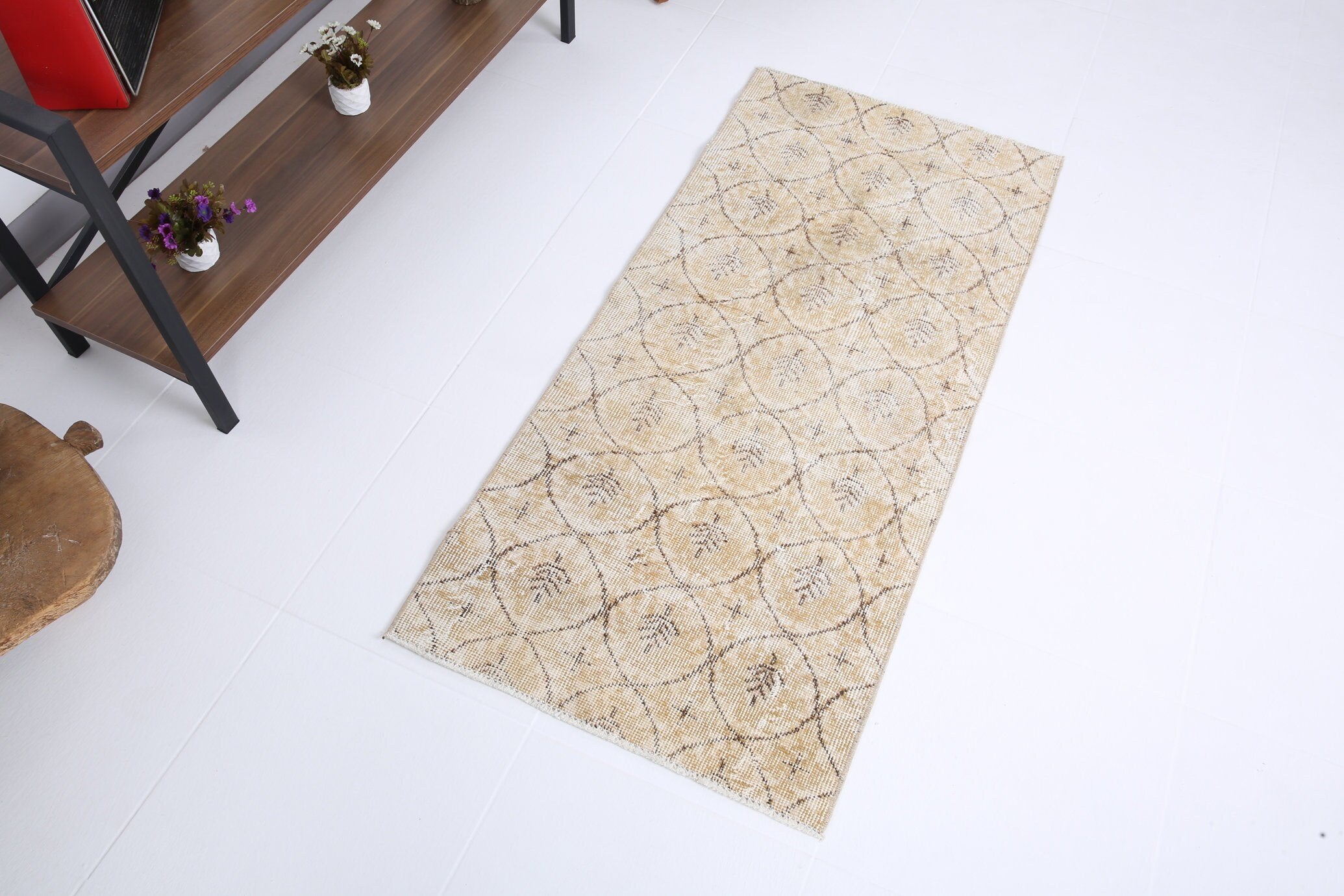 2' x 7' Tan-Ivory Turkish Vintage Runner Rug  |  RugReform