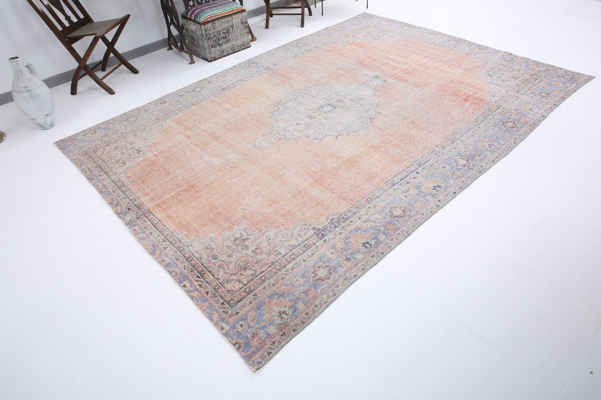 7' x 10' Orange Turkish Vintage Rug  |  RugReform